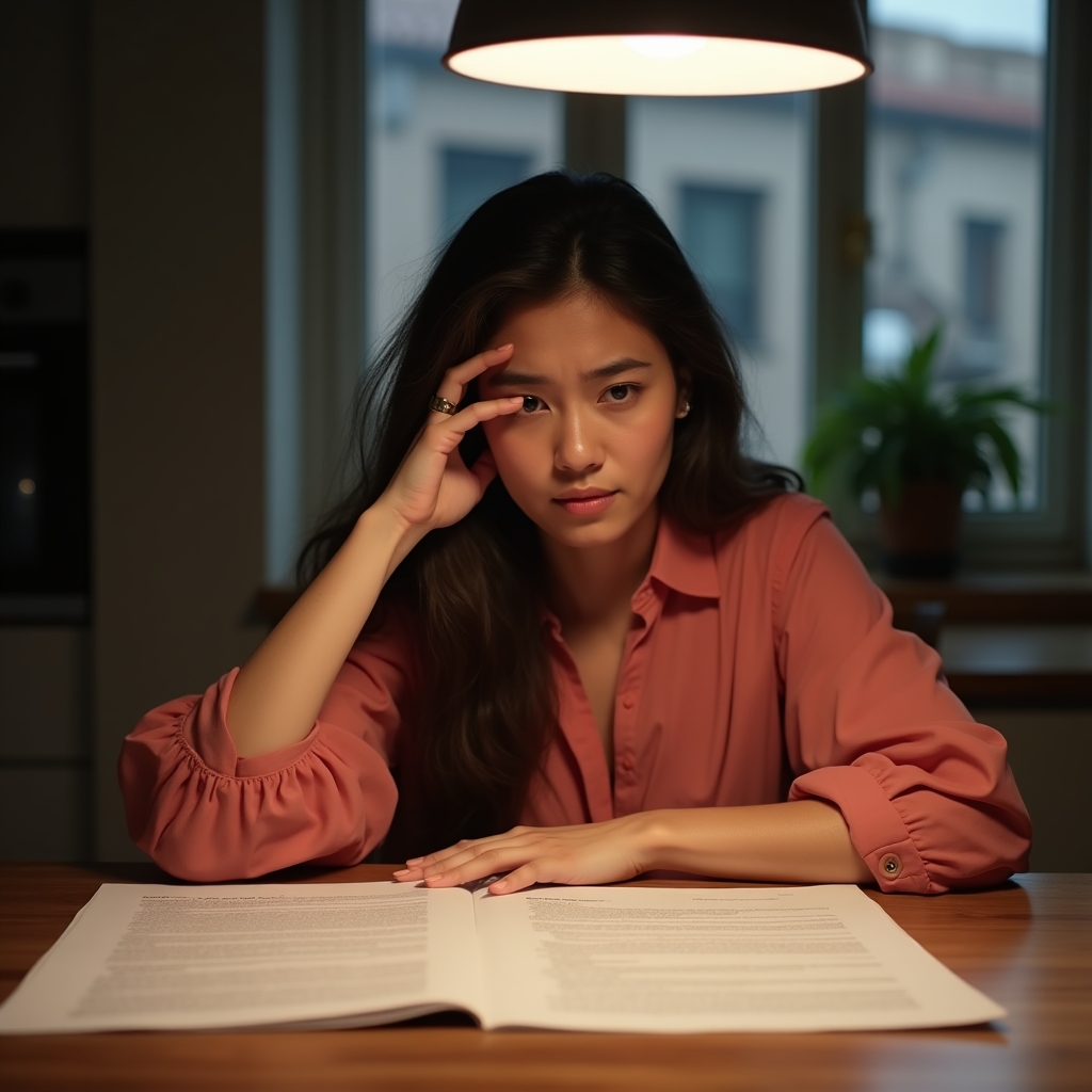 Person confused while reading an unclear financial contract