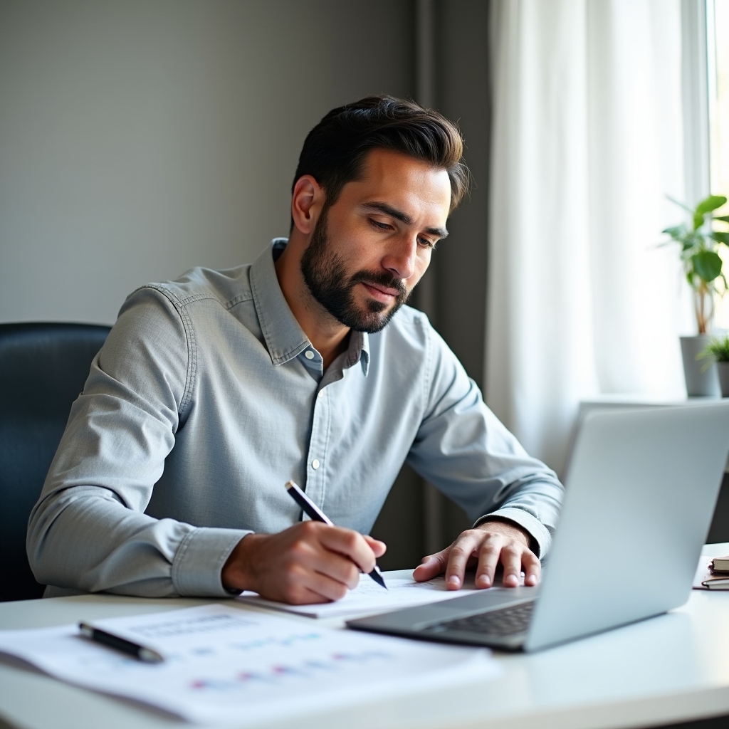 Person confidently reviewing a financial document with full understanding